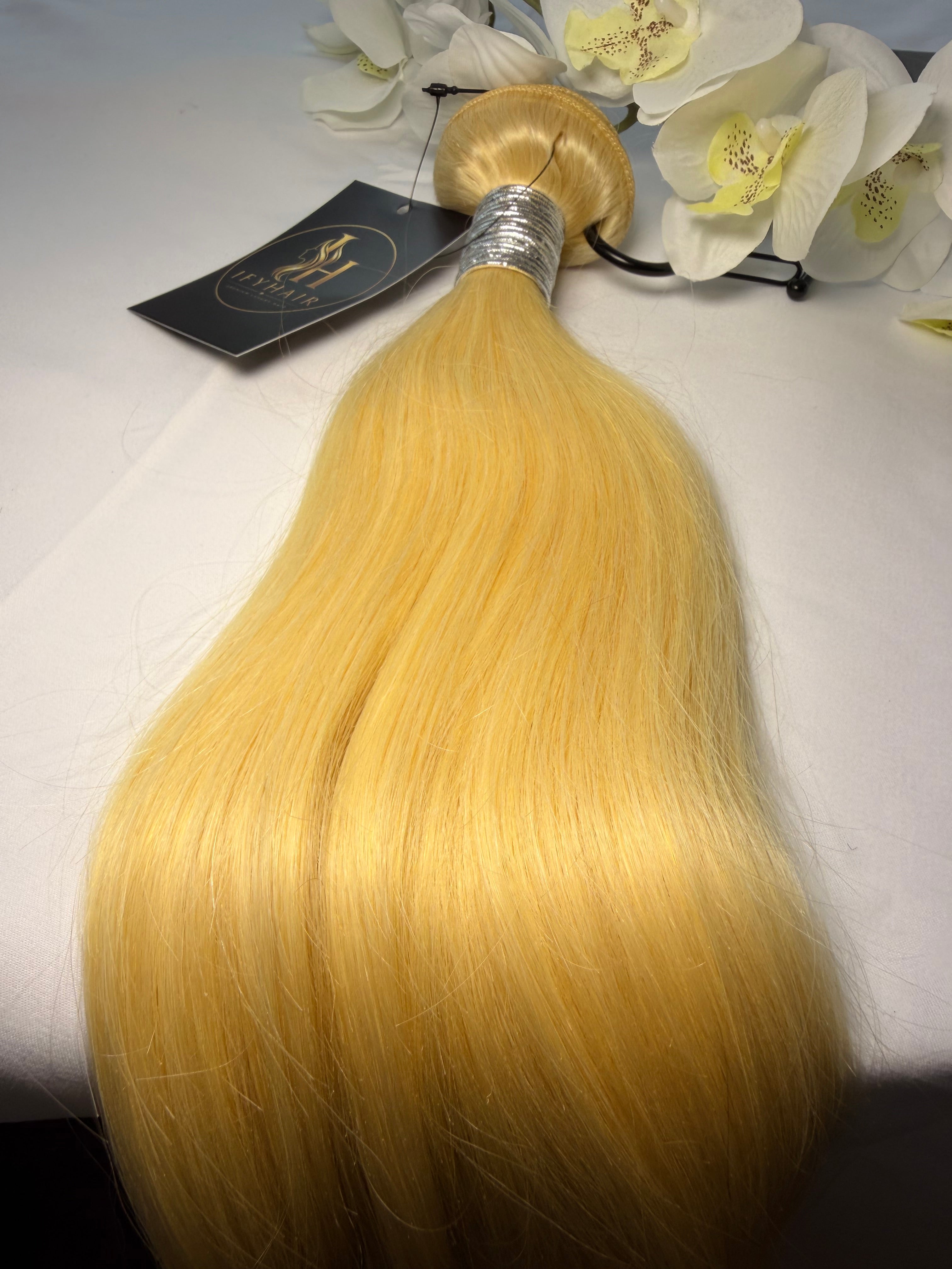 Unbehandeltes vietnamesisches Echthaar, unbehandelt, Single Donor, Blond 613, Naturglatt