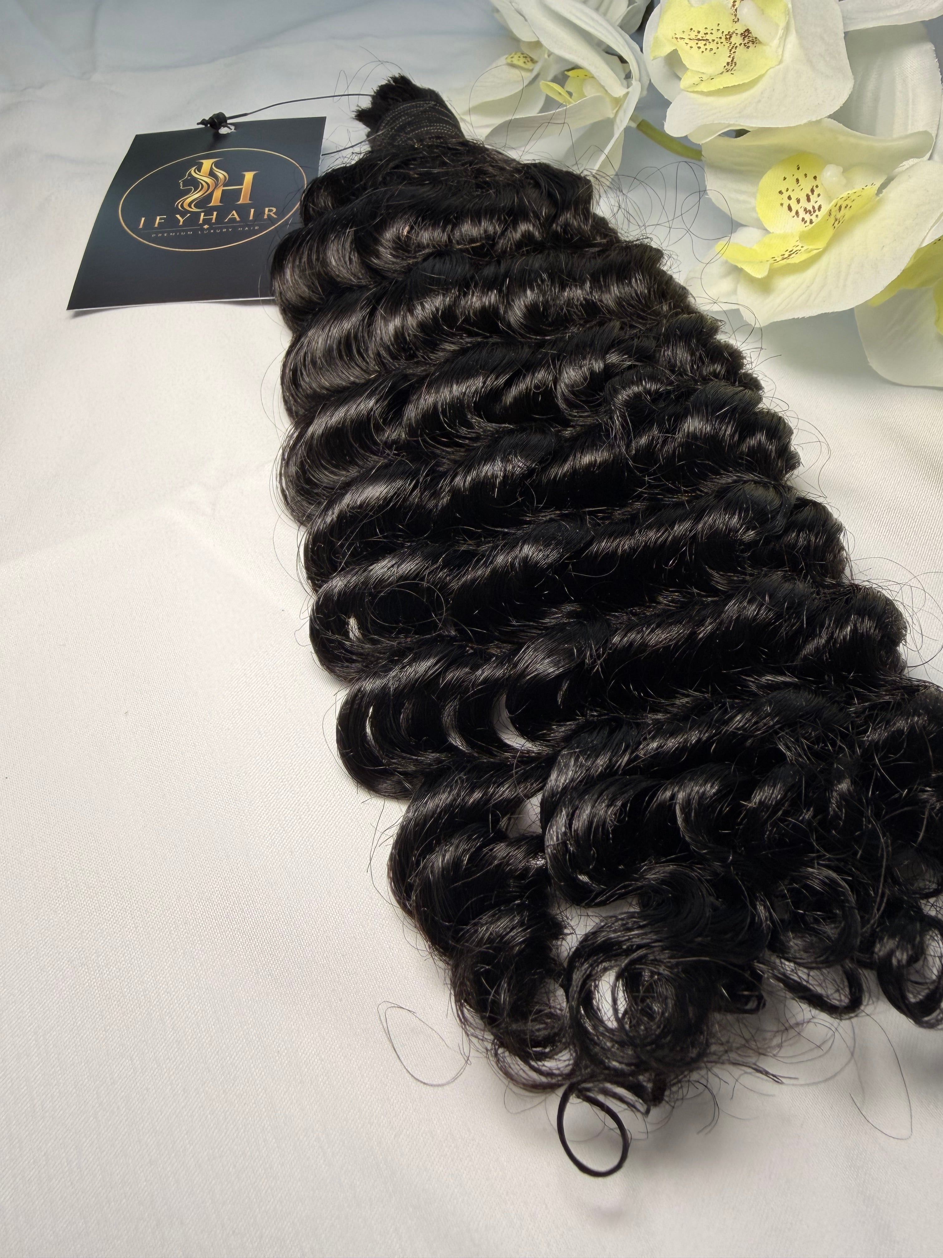 Echthaar für Bohobraids – 14–18 Zoll tiefe Locken – 100 g